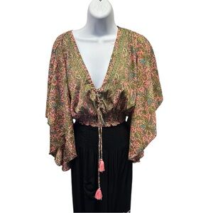 Boho Style Blouse  S/M.   13093.   TURQ
